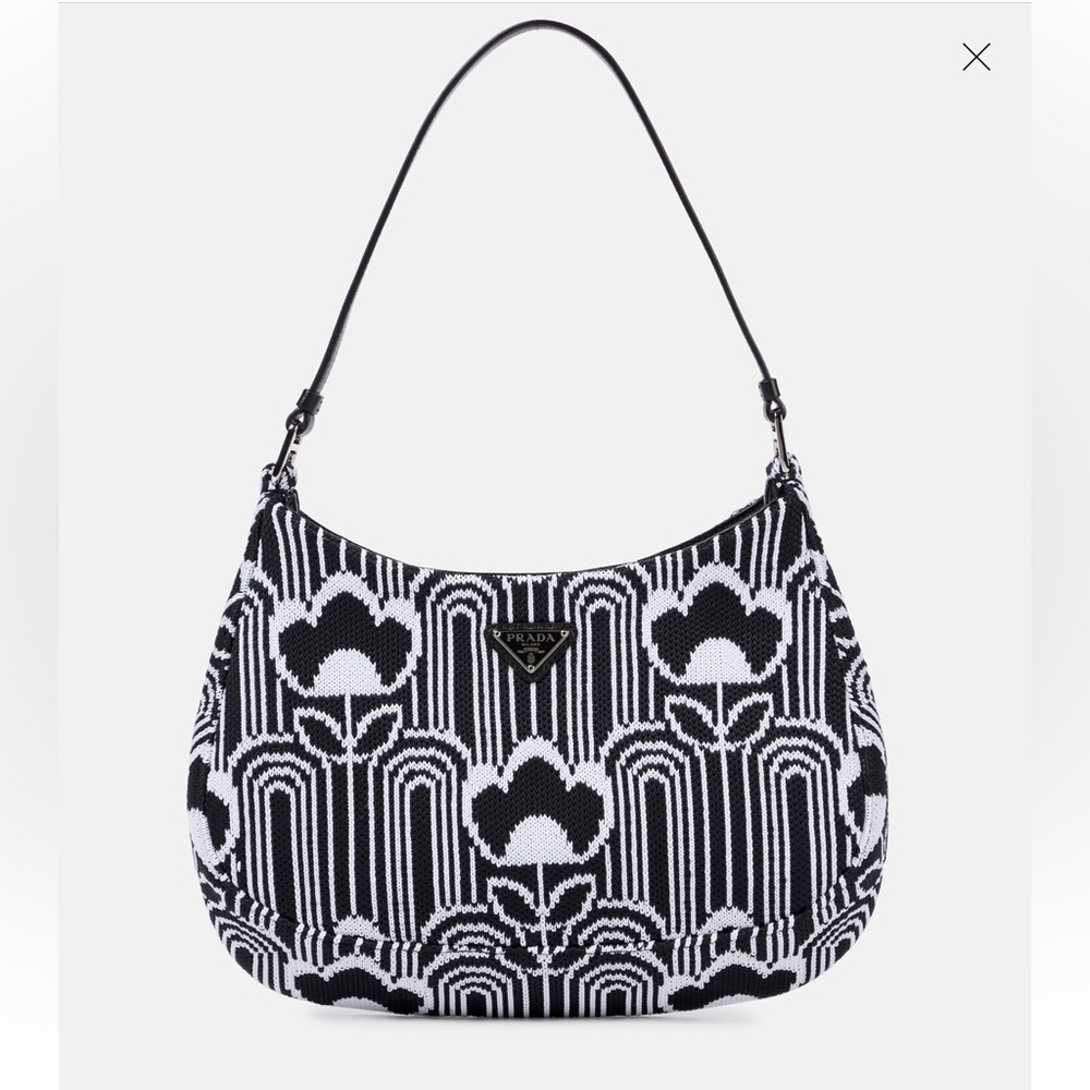 NWT PRADA Cleo jacquard-knit shoulder bag